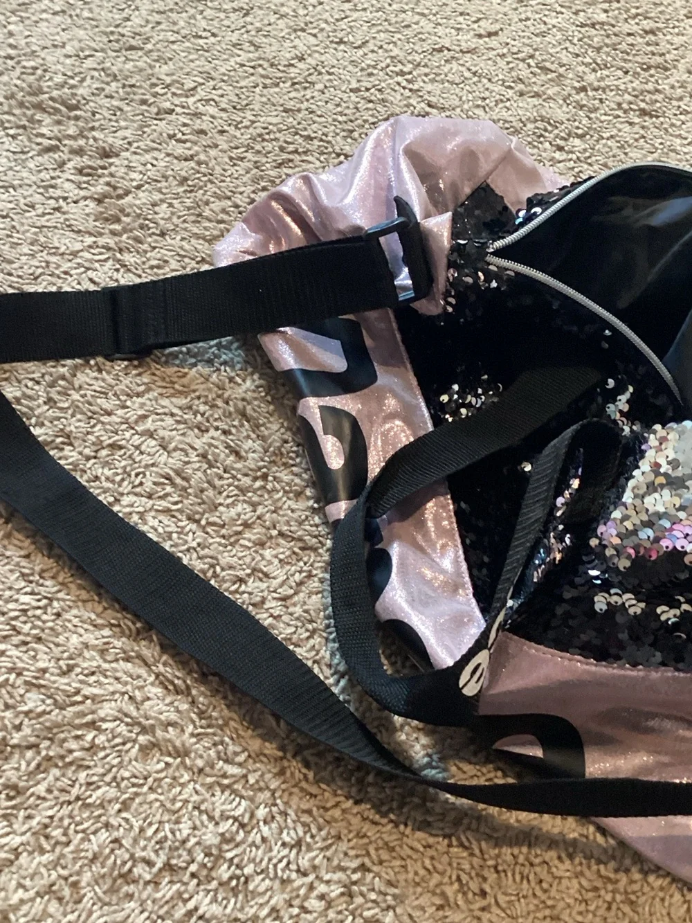 Dance Sequin Convertible Weekender Bag - Pink/Black
